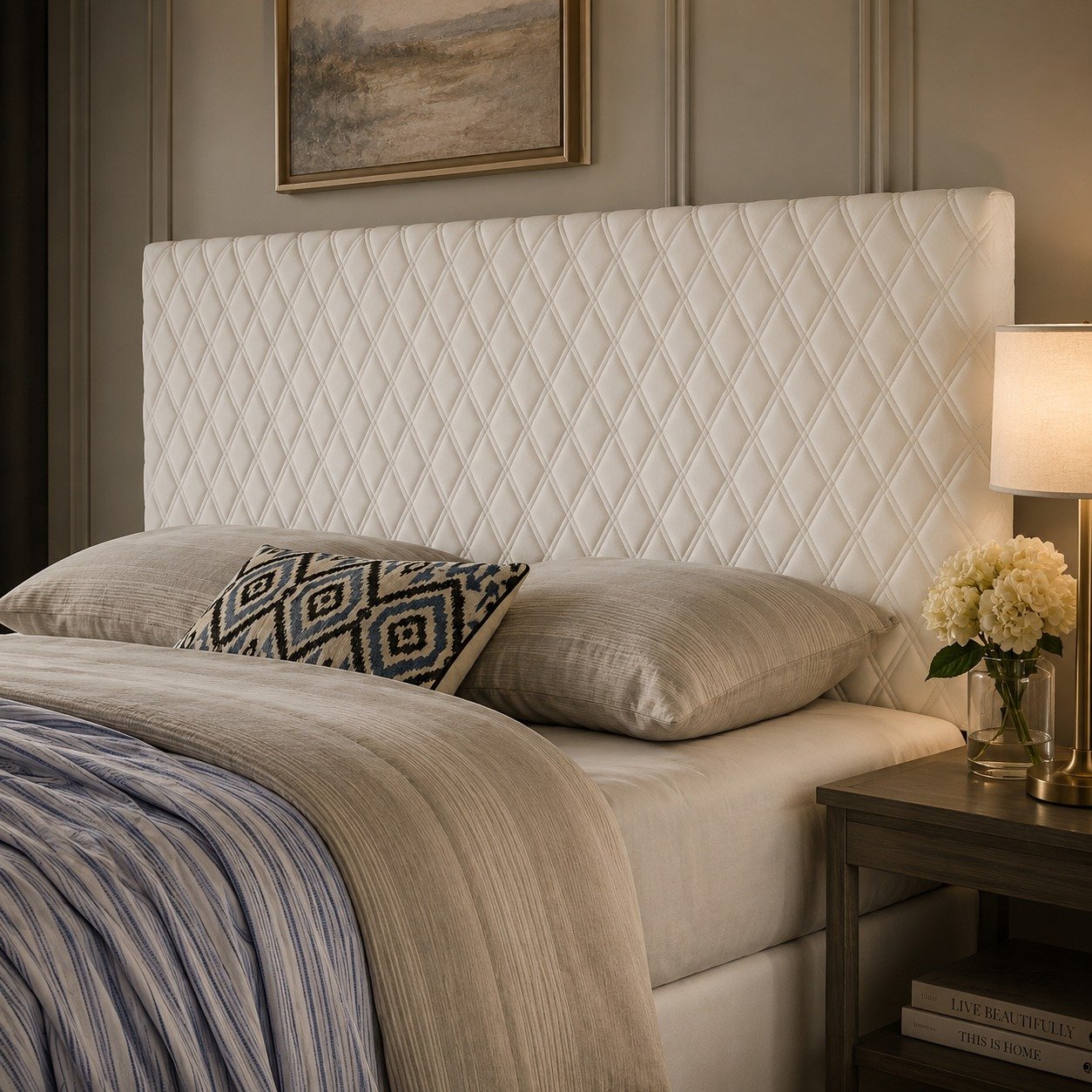 Upholstered bed with storage, Ravet